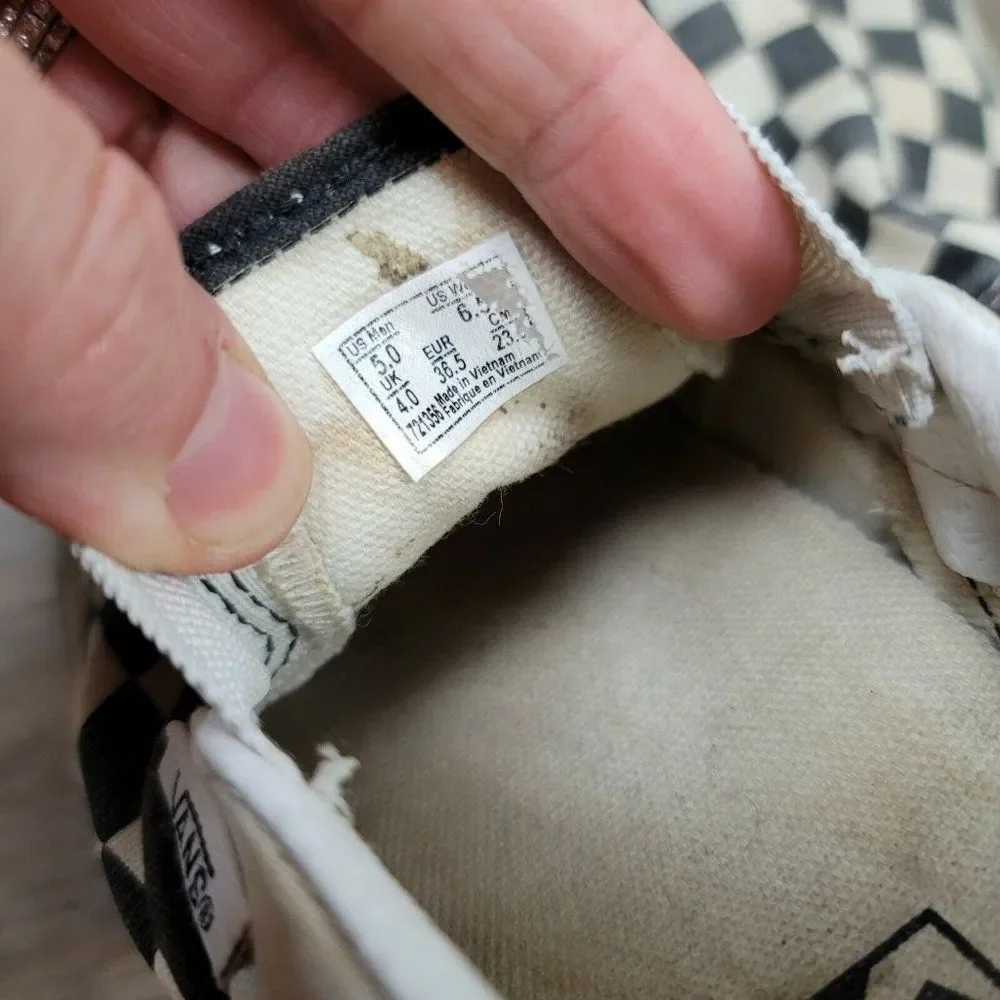 Vans Off The Wall Sneakers Skate Shoes Checkered Black White Slip On Casual 6.5 - Picture 7 of 9